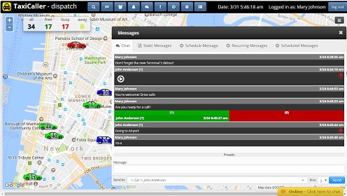 Dispatch console text and voice messages