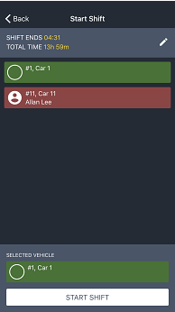 Driver app start shift