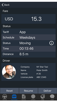 Driver app taximeter