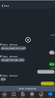 Driver app chat and voice messages