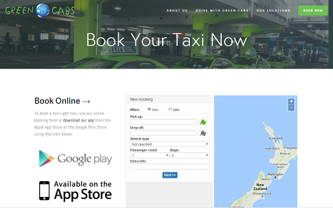 Online bookings seen on Green cabs website